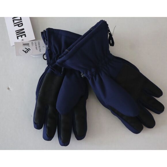 ZipGlove BGL21BLA Kid's Sz L Navy The Blake Double Zipper Winter Gloves - Picture 2 of 5